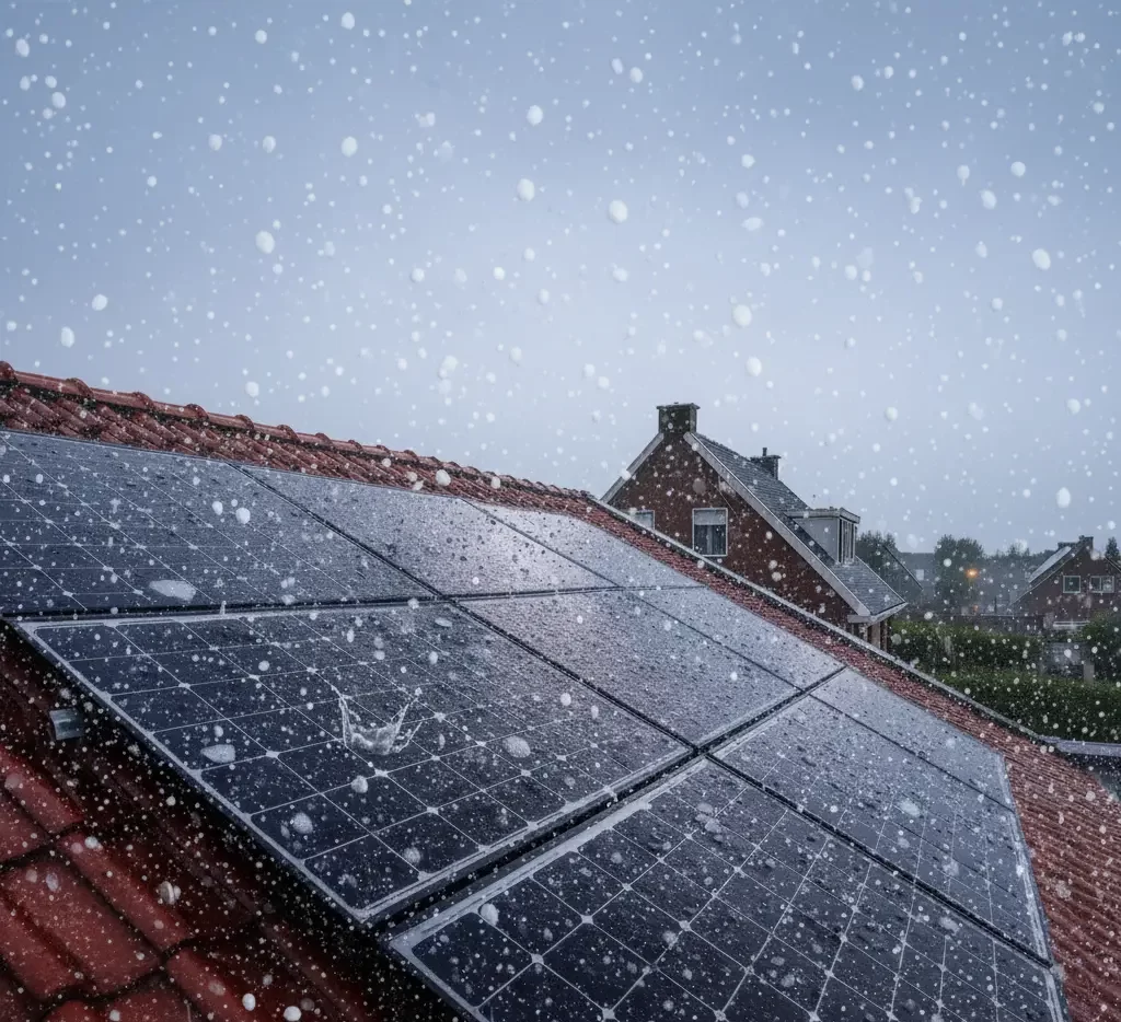 Hagel op zonnepanelen